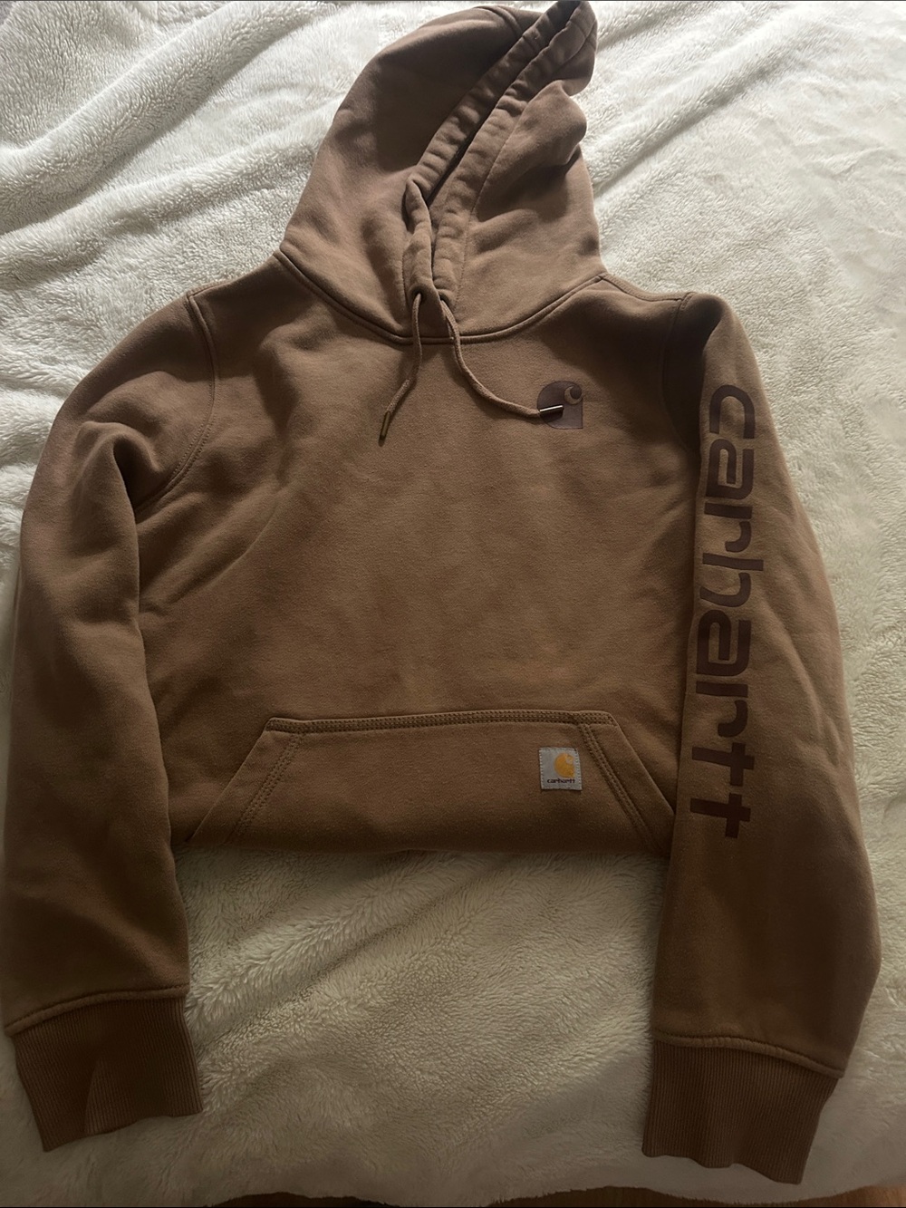 Carhartt Brown Crewneck Hoodie with Sleeve Logo